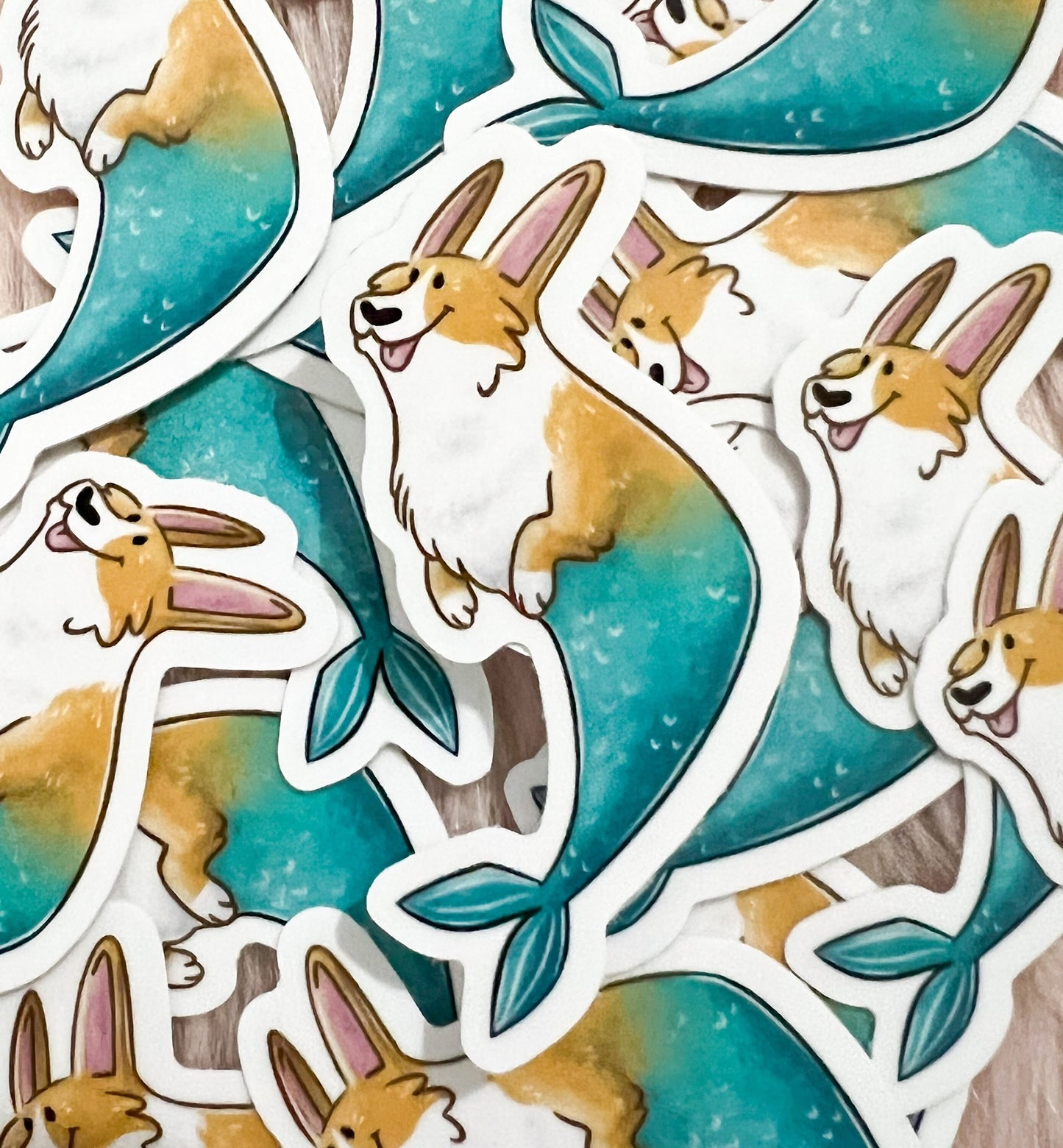 Corgi Mermaid Dog Sticker | dog lover gift cute puppy water bottle decoration decor adorable paw furry friend magic fantasy adopt