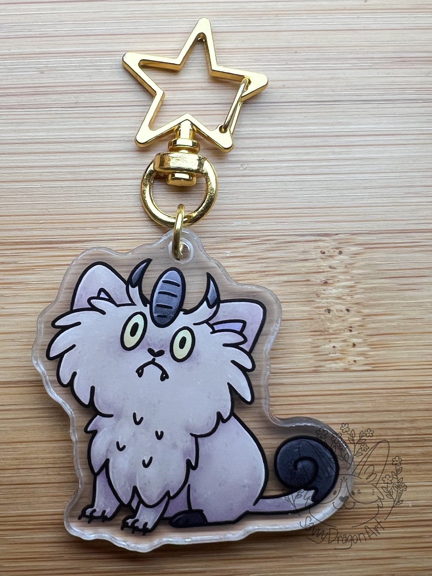 Silly Steel Cat Acrylic Keychain | star clasp vograce pocket monsters charm kawaii nerdy gift anime lover aesthetic adorable