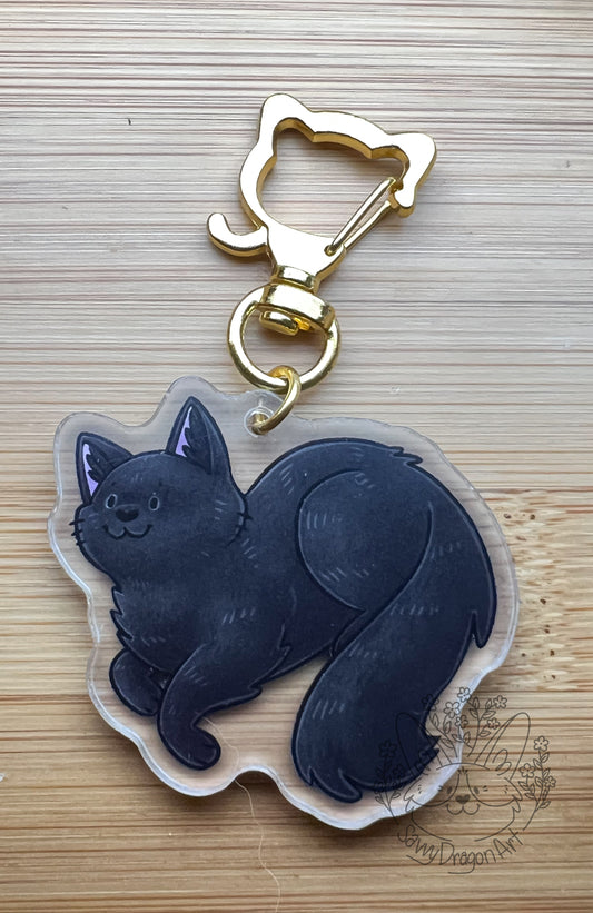 Black Cat Acrylic Keychain | cat clasp vograce kawaii double sided cat lover gift charm kitty neko