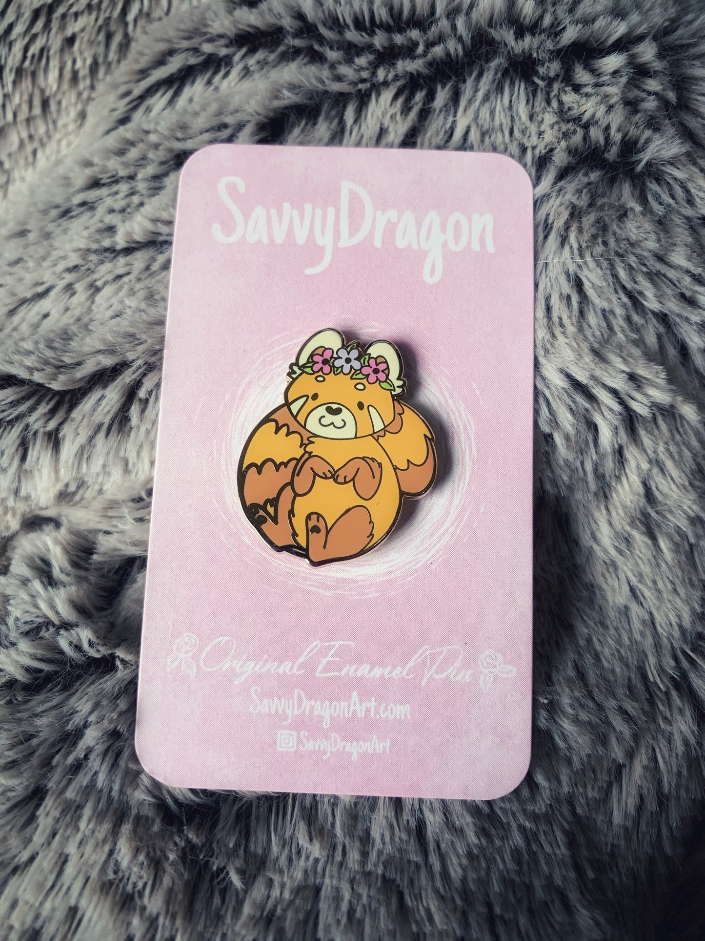 Floral Animal Pins - Red Panda/ Leopard Gecko/ Kitty/ Owl - kawaii cute nature color aesthetic flower cherry blossom Sakura lizard yellow