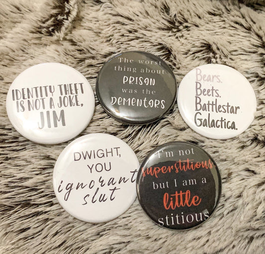 The Office Funny Quotes 1.5” Buttons