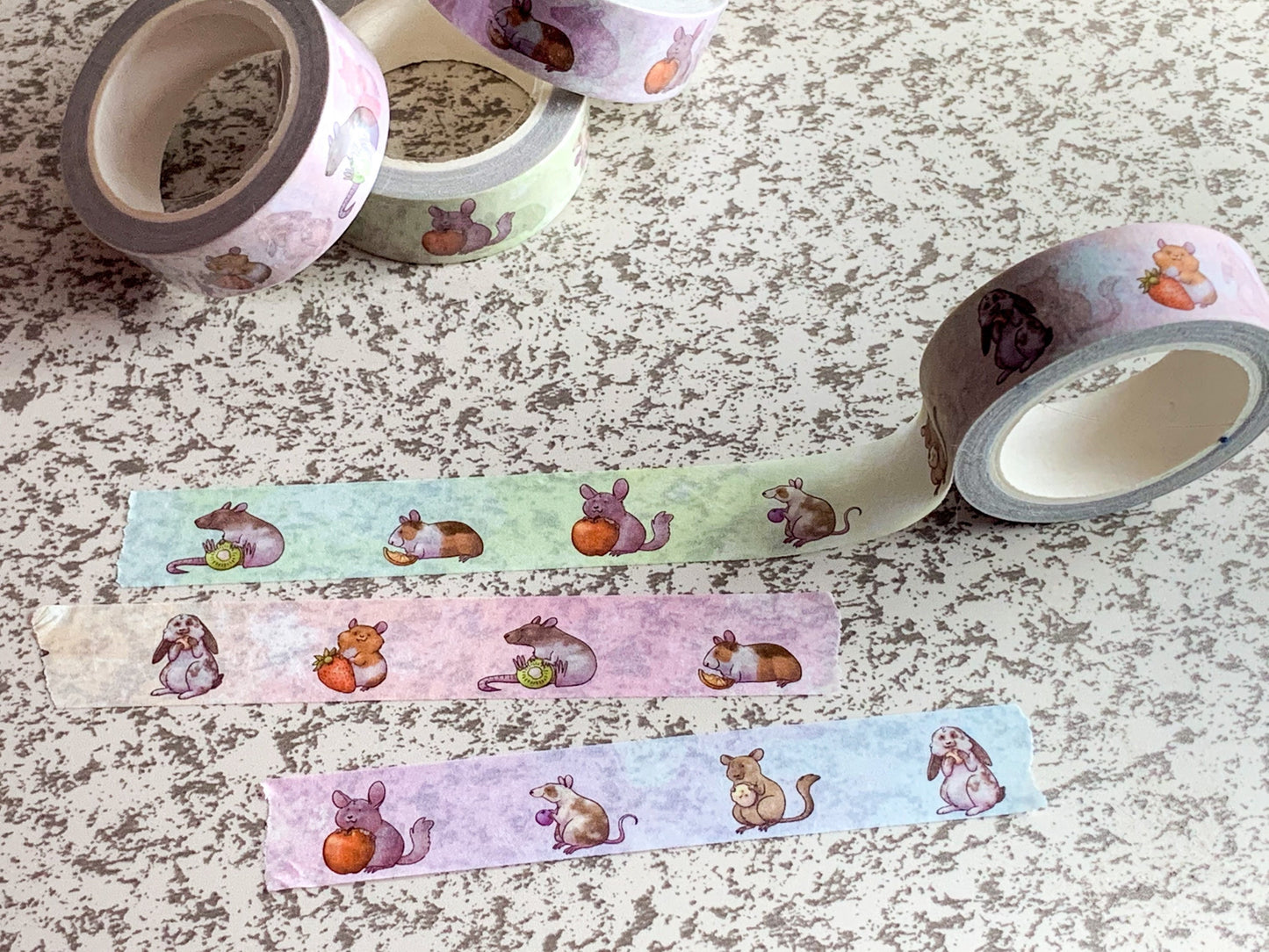 Fruity Pocket Pets - hamster, gerbil, chinchilla, rabbit, gerbil, rat, mouse, guinea pig 15mmx10m washi tape