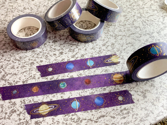 Solar System space Gold Foil Washi Tape - 15mmx10m decorative art washi masking tape