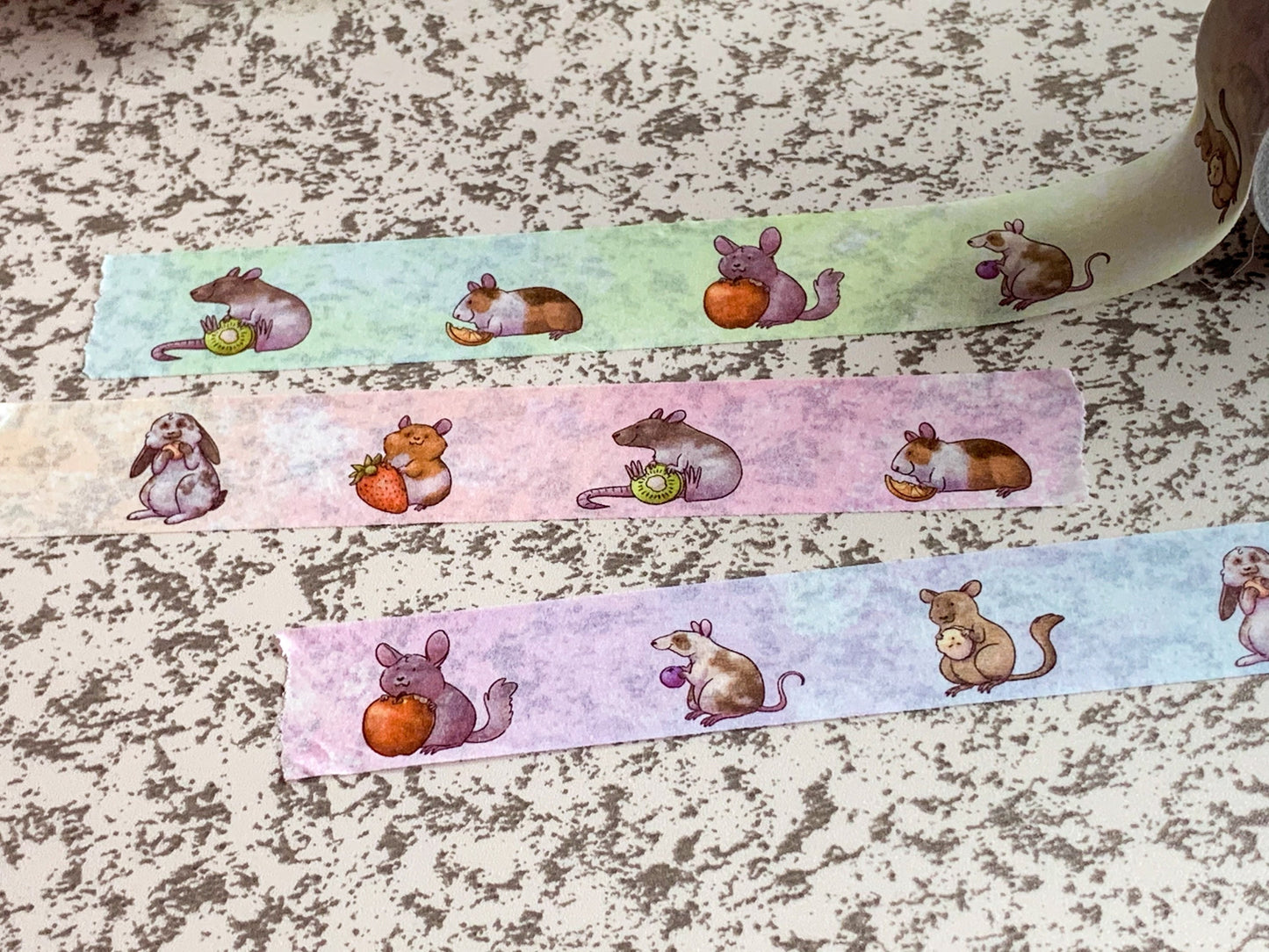 Fruity Pocket Pets - hamster, gerbil, chinchilla, rabbit, gerbil, rat, mouse, guinea pig 15mmx10m washi tape