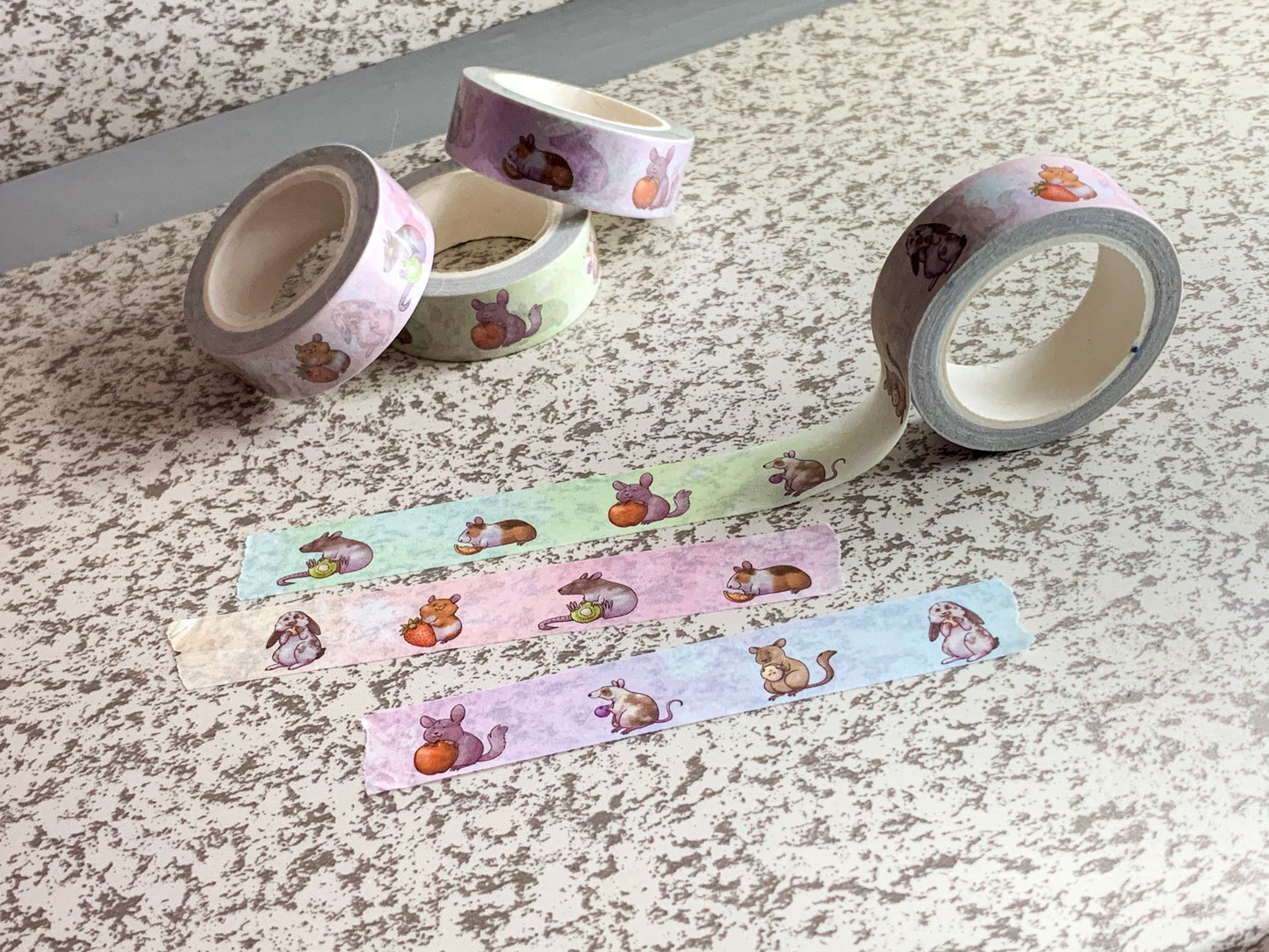 Fruity Pocket Pets - hamster, gerbil, chinchilla, rabbit, gerbil, rat, mouse, guinea pig 15mmx10m washi tape