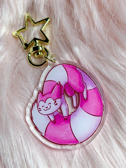 Pink Ferret Acrylic Keychain | star clasp vograce pocket monsters charm kawaii shiny rodent weasel aesthetic adorable