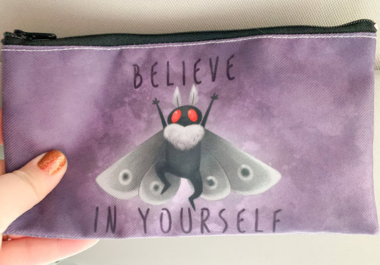 Mothman Pencil pouch - kawaii cryptid mythical creature monster fantasy purple makeup bag