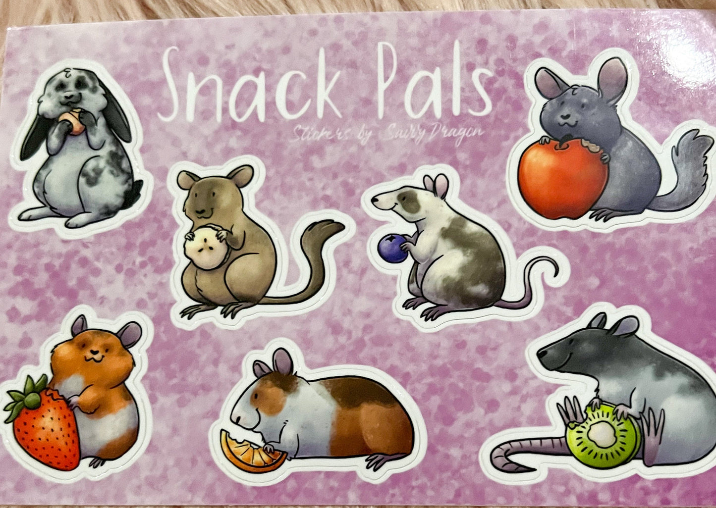 Snack Pals Sticker Sheet | rodent lover pocket pet hamster Guinea pig mouse rat rabbit bunny stationary planner fruit kawaii