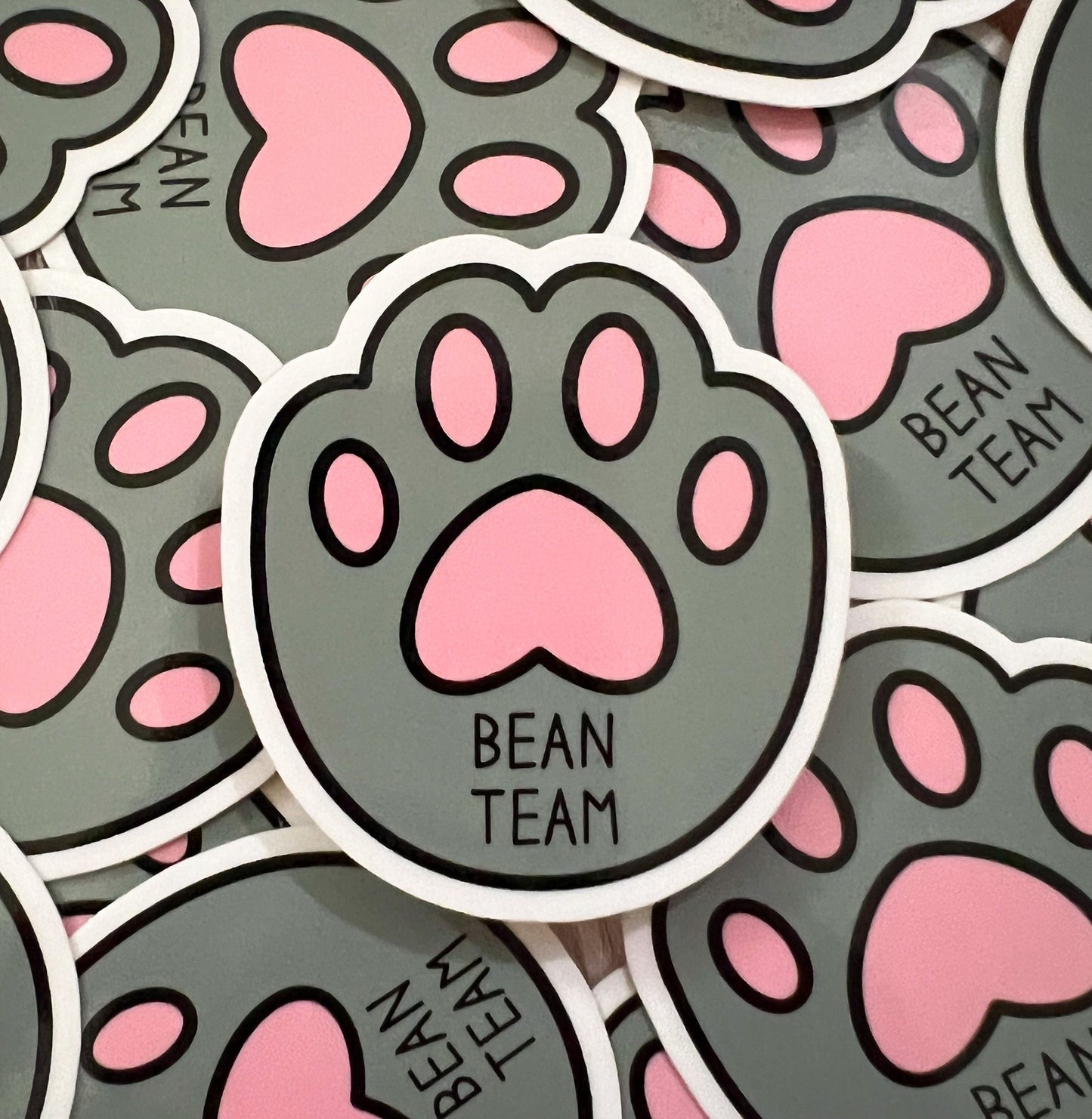 Gray Bean Team Sticker | toe pink kawaii warrior cats cat stationary planner foot gift waterbottle decoration grey