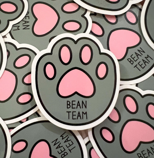 Gray Bean Team Sticker | toe pink kawaii warrior cats cat stationary planner foot gift waterbottle decoration grey