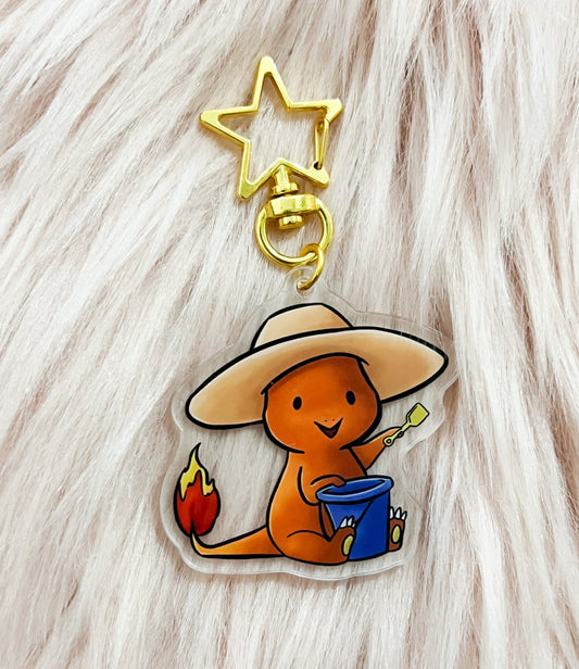 Orange Lizard Acrylic Keychain | star clasp vograce pocket monsters charm kawaii reptile dragon nerdy gift anime lover aesthetic adorable