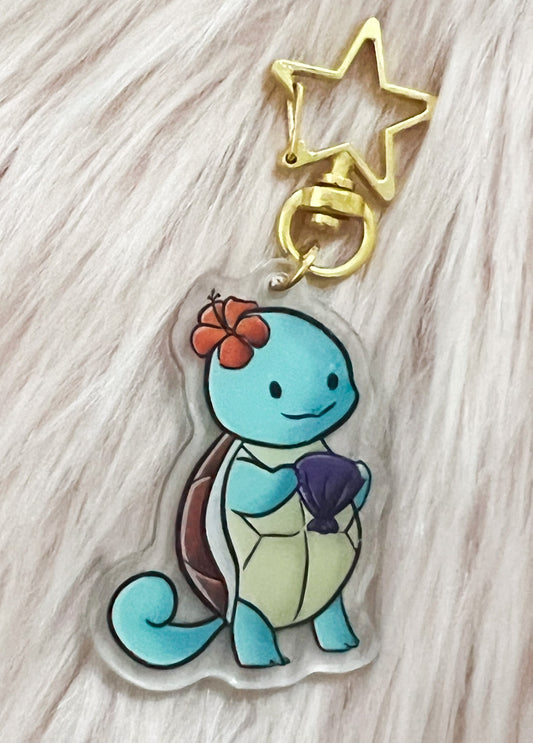 Aqua Turtle Acrylic Keychain | star clasp vograce pocket monsters charm kawaii reptile water type nerdy gift anime lover aesthetic adorable