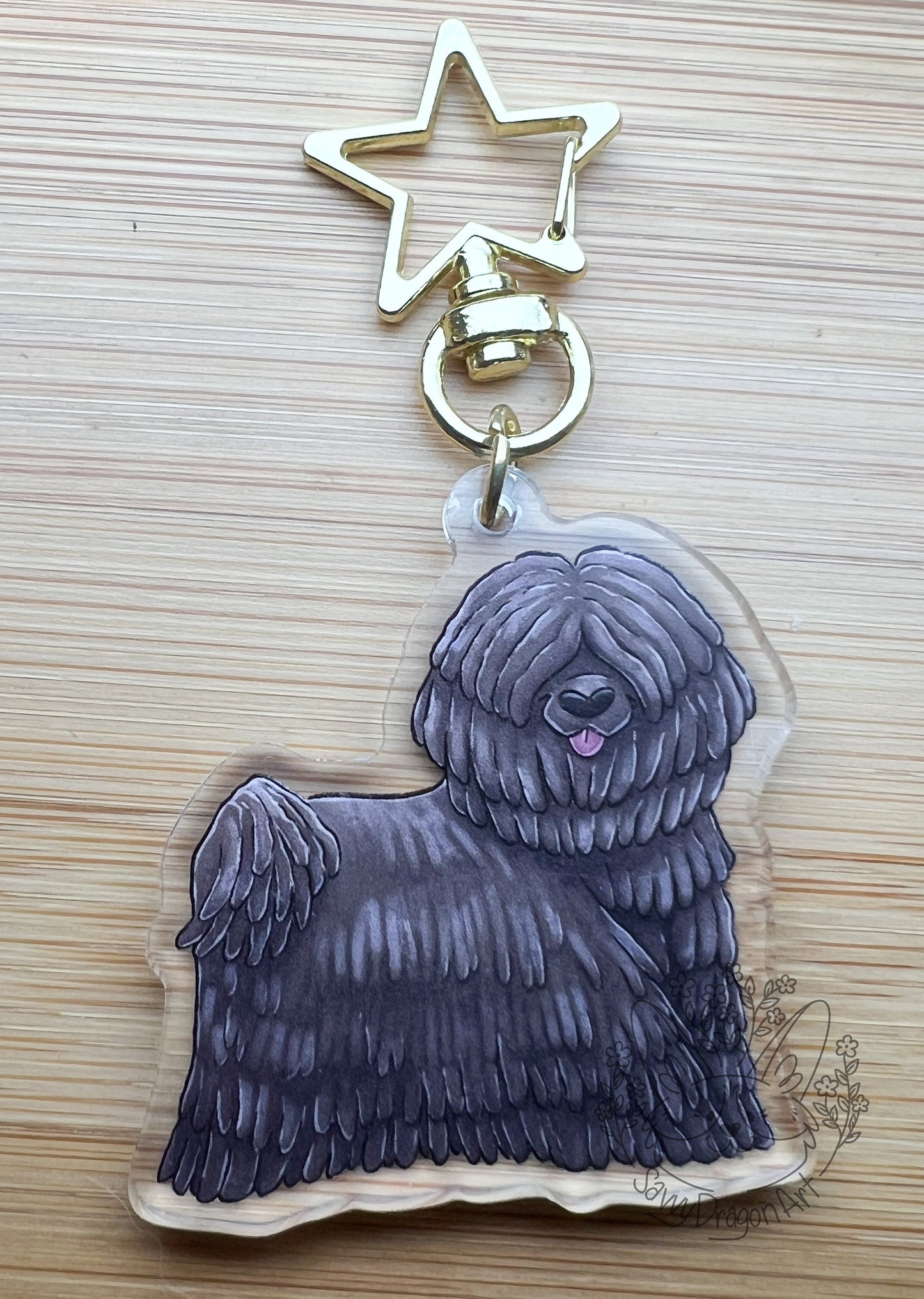 Puli Dog Acrylic Keychain | star clasp vograce kawaii double sided dog lover gift charm chain puppy brown dread