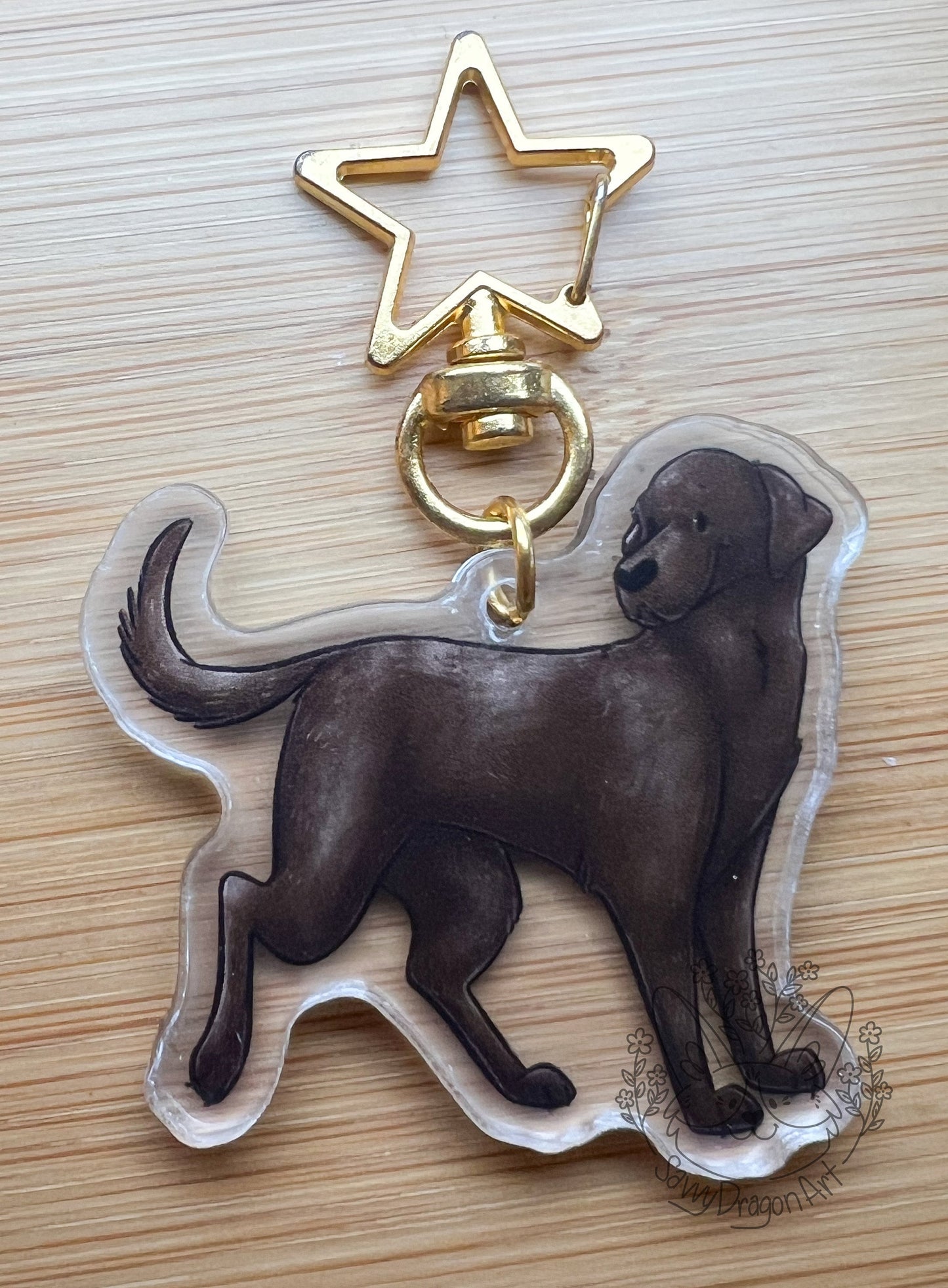 Chocolate Labrador Retriever Acrylic Keychain | star clasp vograce kawaii double sided dog lover gift charm lab brown