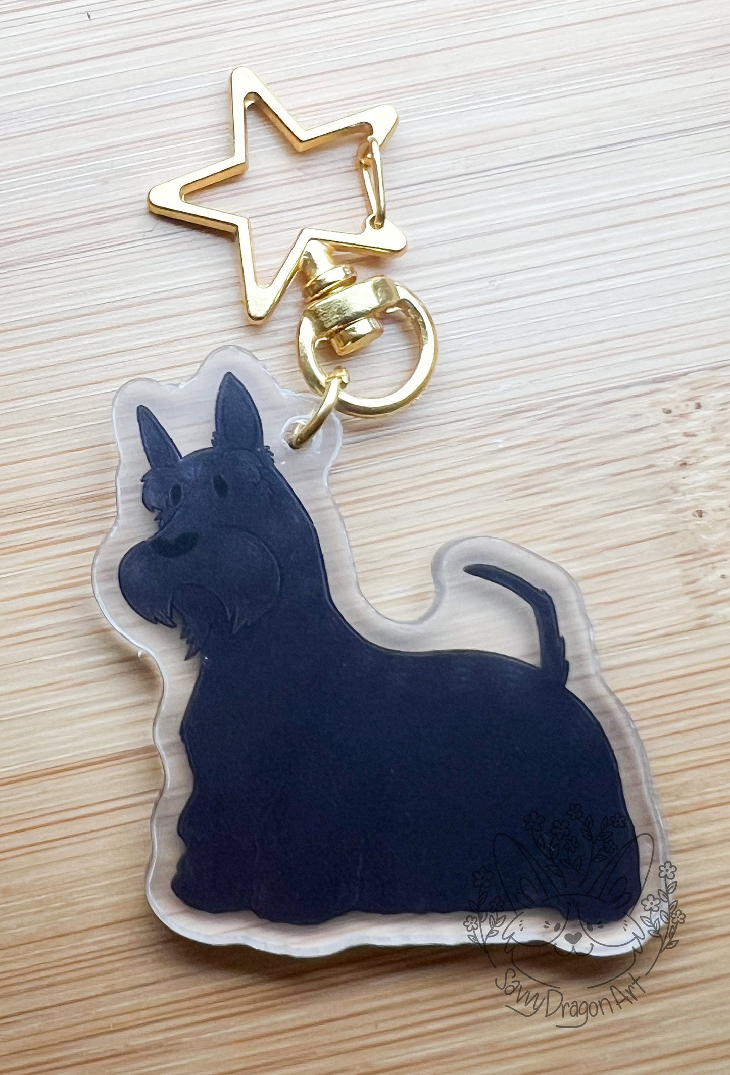 Scottish Terrier Acrylic Keychain | star clasp vograce kawaii double sided dog lover gift charm black scottie