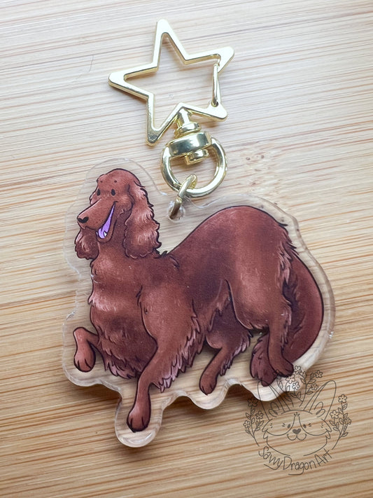 Irish Setter Dog Acrylic Keychain | star clasp vograce kawaii double sided dog lover gift charm red liver