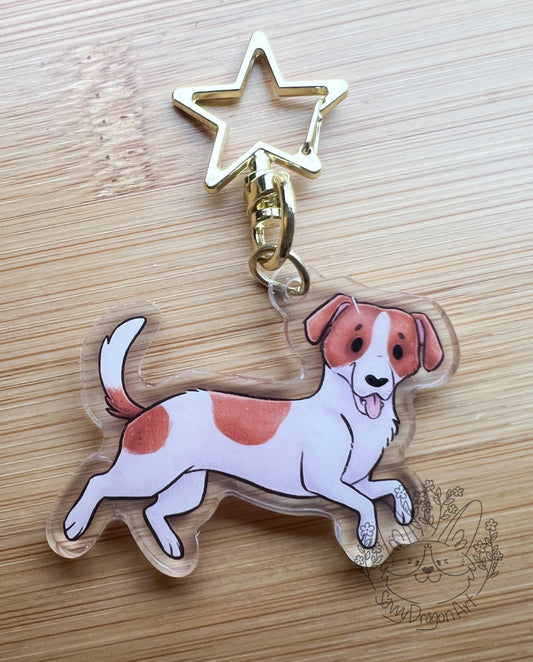 Jack Russell Dog Acrylic Keychain | star clasp vograce kawaii double sided dog lover gift charm terrier