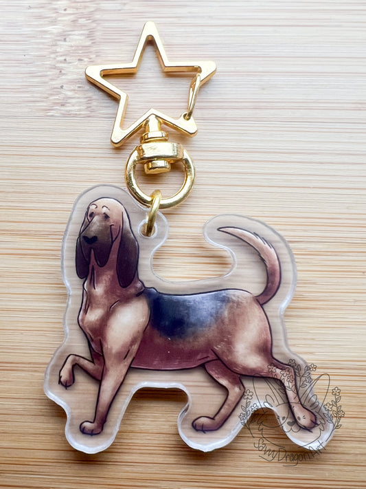 Bloodhound Dog Acrylic Keychain | star clasp vograce kawaii double sided dog lover gift charm