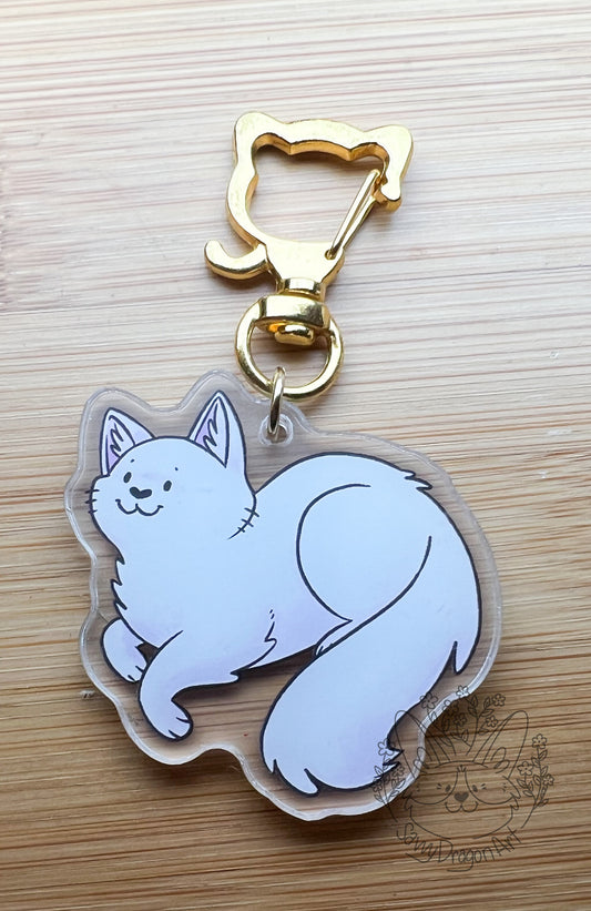 White Cat Acrylic Keychain | cat clasp vograce kawaii double sided cat lover gift charm kitty neko