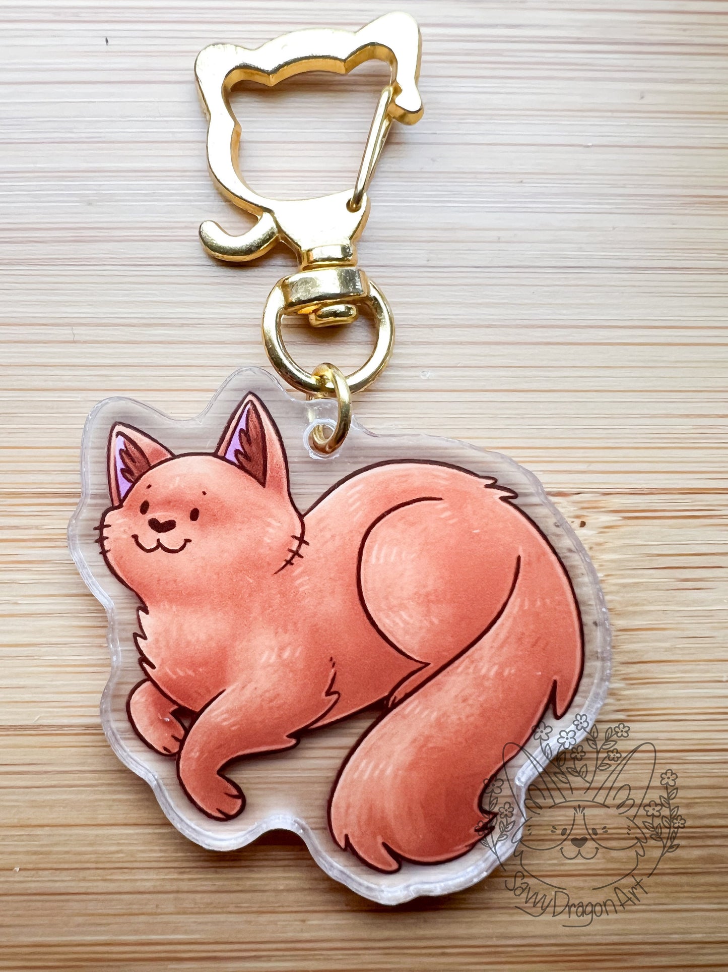 Orange Cat Acrylic Keychain | star clasp vograce kawaii double sided cat lover gift charm neko kitten ginger