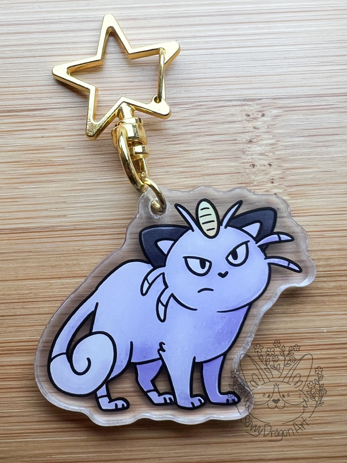 Grumpy Dark Cat Acrylic Keychain | star clasp vograce pocket monsters charm kawaii  nerdy gift anime lover aesthetic adorable