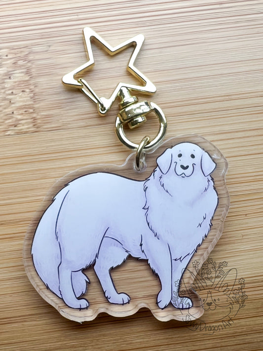 Great Pyrenese Dog Acrylic Keychain | star clasp vograce kawaii double sided dog lover gift charm