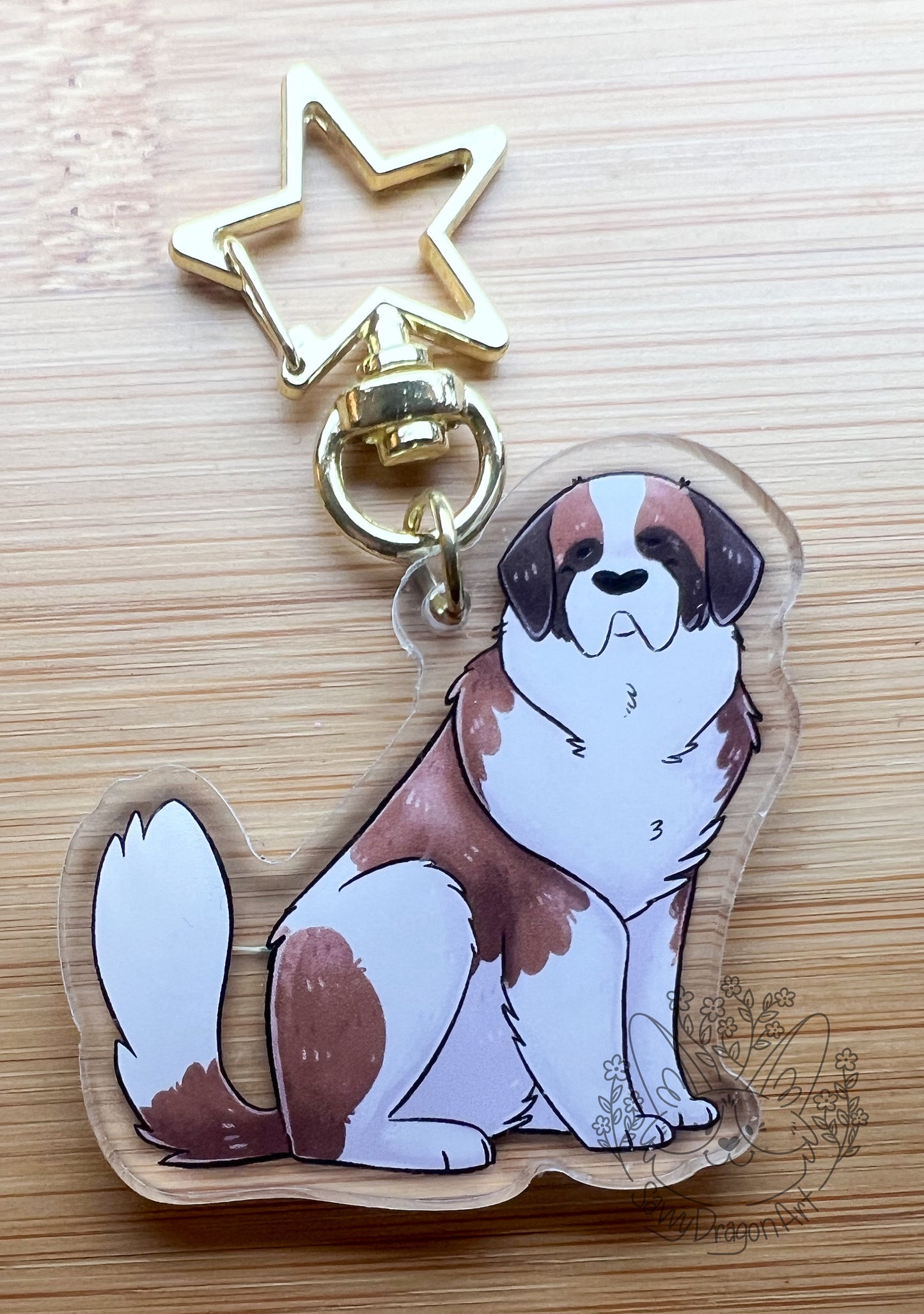 Saint Bernard Dog Acrylic Keychain | star clasp vograce kawaii double sided dog lover gift charm st bernie