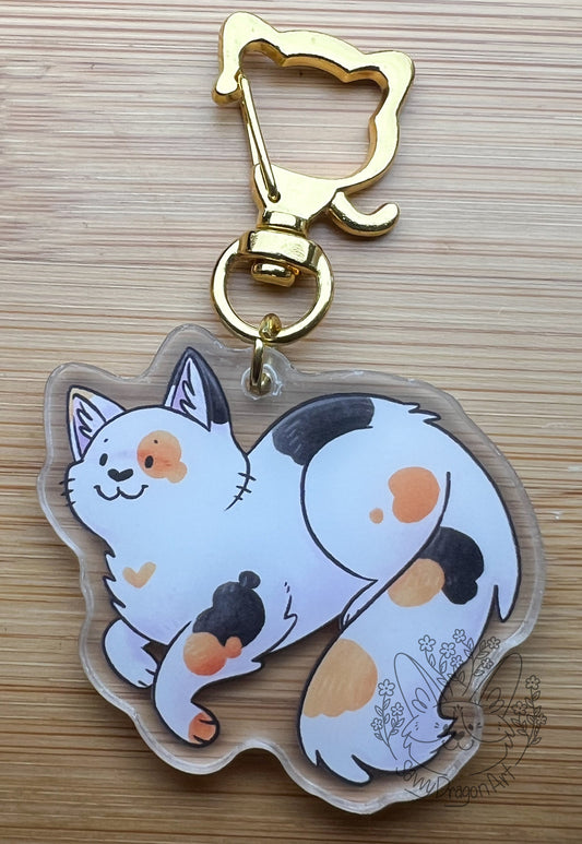 Calico Cat Acrylic Keychain | cat clasp vograce kawaii double sided cat lover gift charm kitty neko