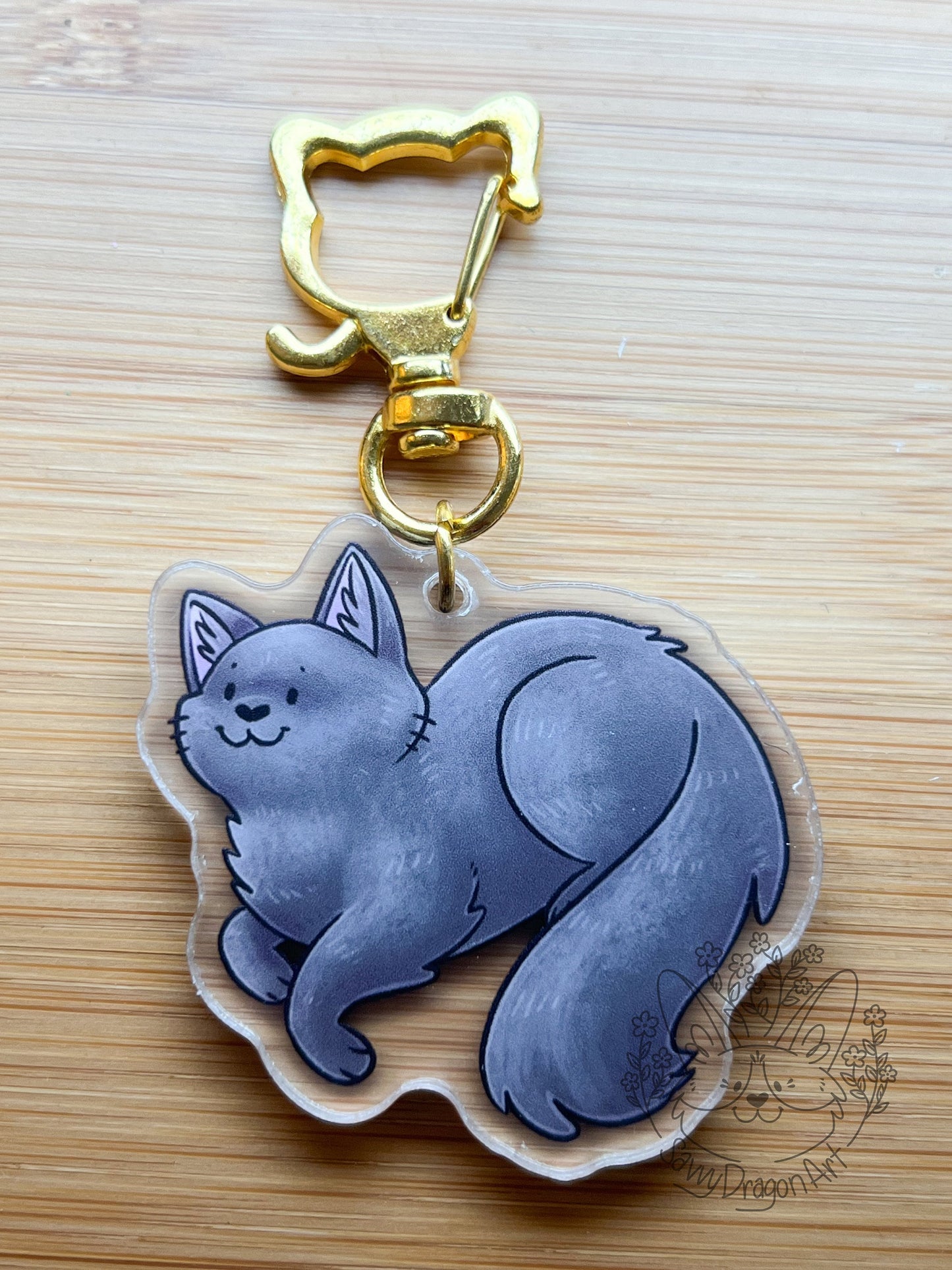 Gray Cat Acrylic Keychain | star clasp vograce kawaii double sided cat lover gift charm neko kitten grey